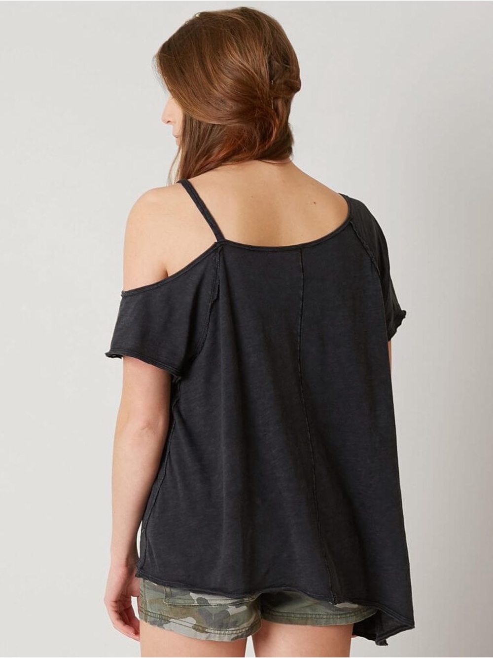 We The Free Washed Black Asymmetric Short Sleeve Top - Picture 2 of 5